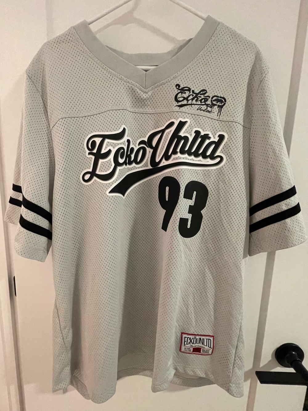 Ecko Y2K Light Gray Mesh Jersey with Black Accents
